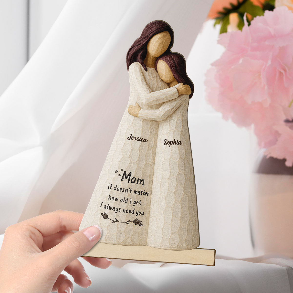 Always Need You Daughter & Mother 3D Effect Personalized Standing Wooden Plaque, Gift for Mom from Daughter