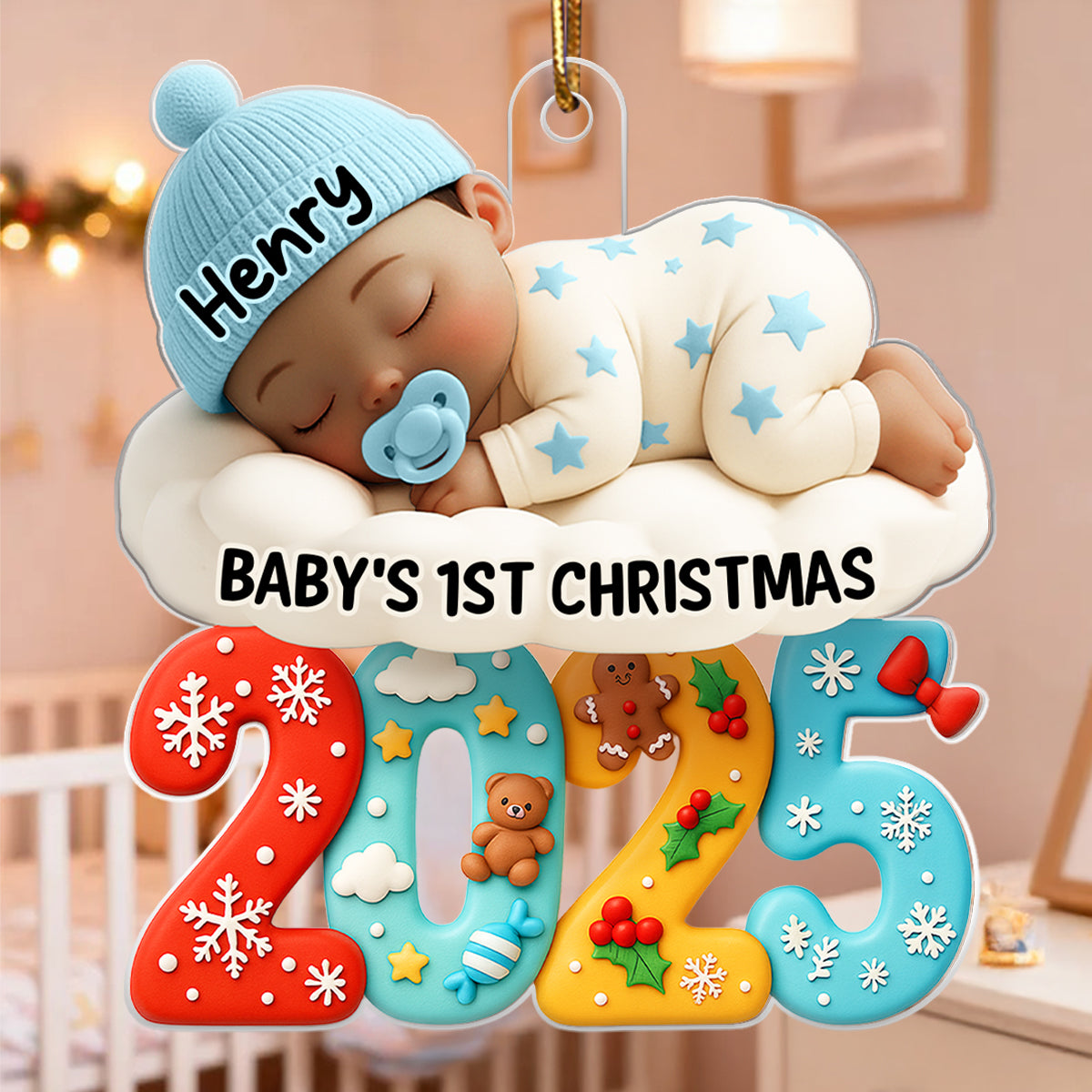 Baby In The Cloud First Christmas - Personalized Acrylic Ornament - Heartwarming Christmas Gift For New Born, Baby