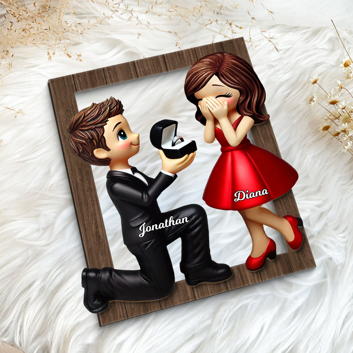 Marriage Proposal Frame 2-layer Wooden Plaque, Personalized Newly Engaged Present, She Said Yes!, Custom Just Engaged  Gifts for Couples