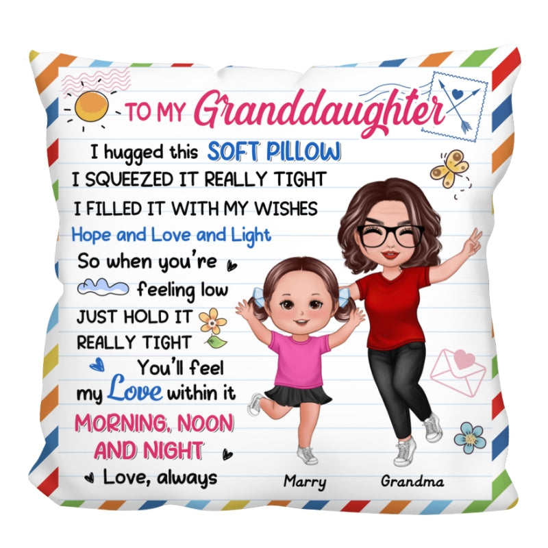 Happy Doll Grandma & Grandkid Envelop Pattern To My Granddaughter Grandson Personalized Pillow