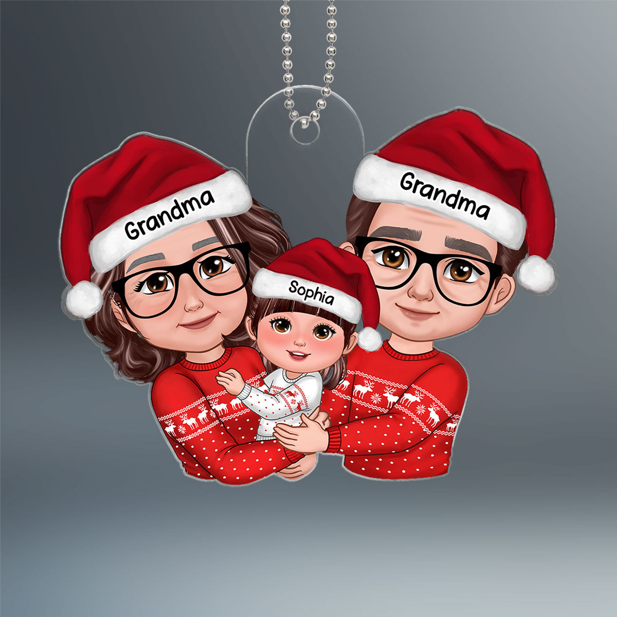 Grandma Grandpa Hugging Kid Christmas Gift For Granddaughter Grandson Personalized Acrylic Ornament