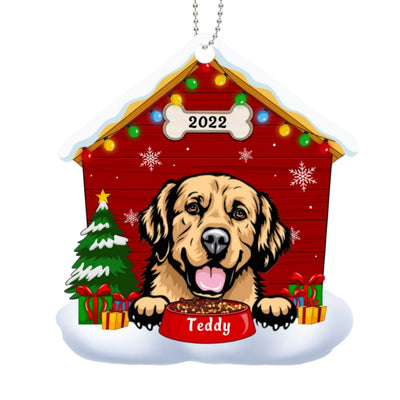 Peeking Dog House Personalized Wooden Ornament