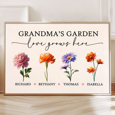 Grandma's Garden Love Grows Here - Personalised Poster - Gift for Grandma