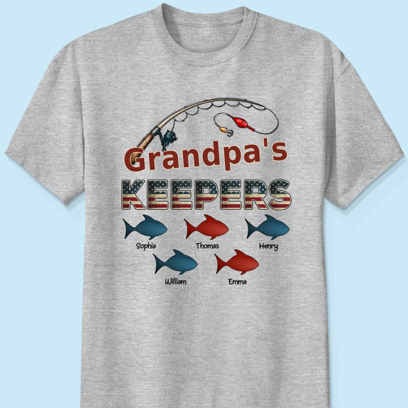 Nation Flag Grandpa's Keepers Fishing 4th Of July Personalized Shirt