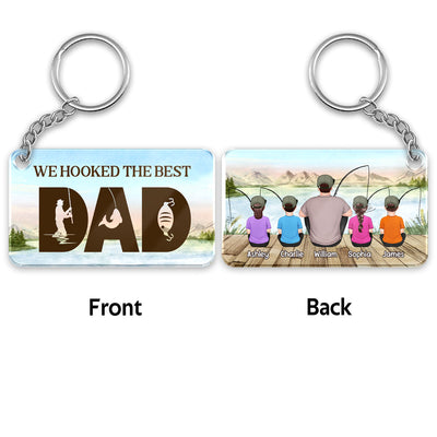 Fishing Dad Grandpa Back View Man And Kids Personalized Acrylic Keychain