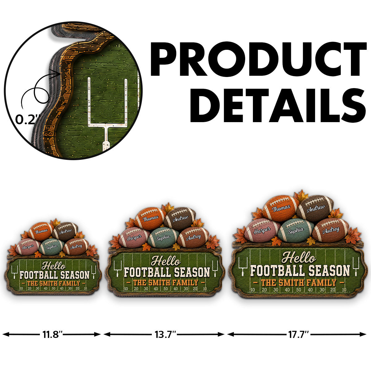 Football Field Family 2D Flat - Personalized Wood Sign - Fall Season Football Season