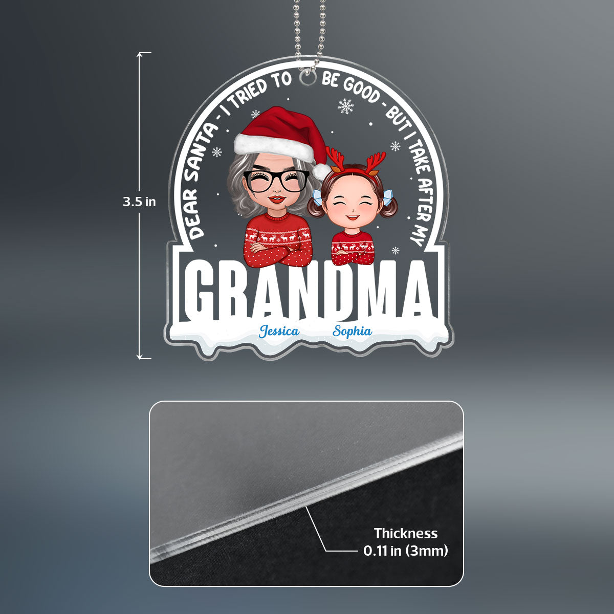 Grandson Granddaughter Take After Grandma Personalized Acrylic Ornament