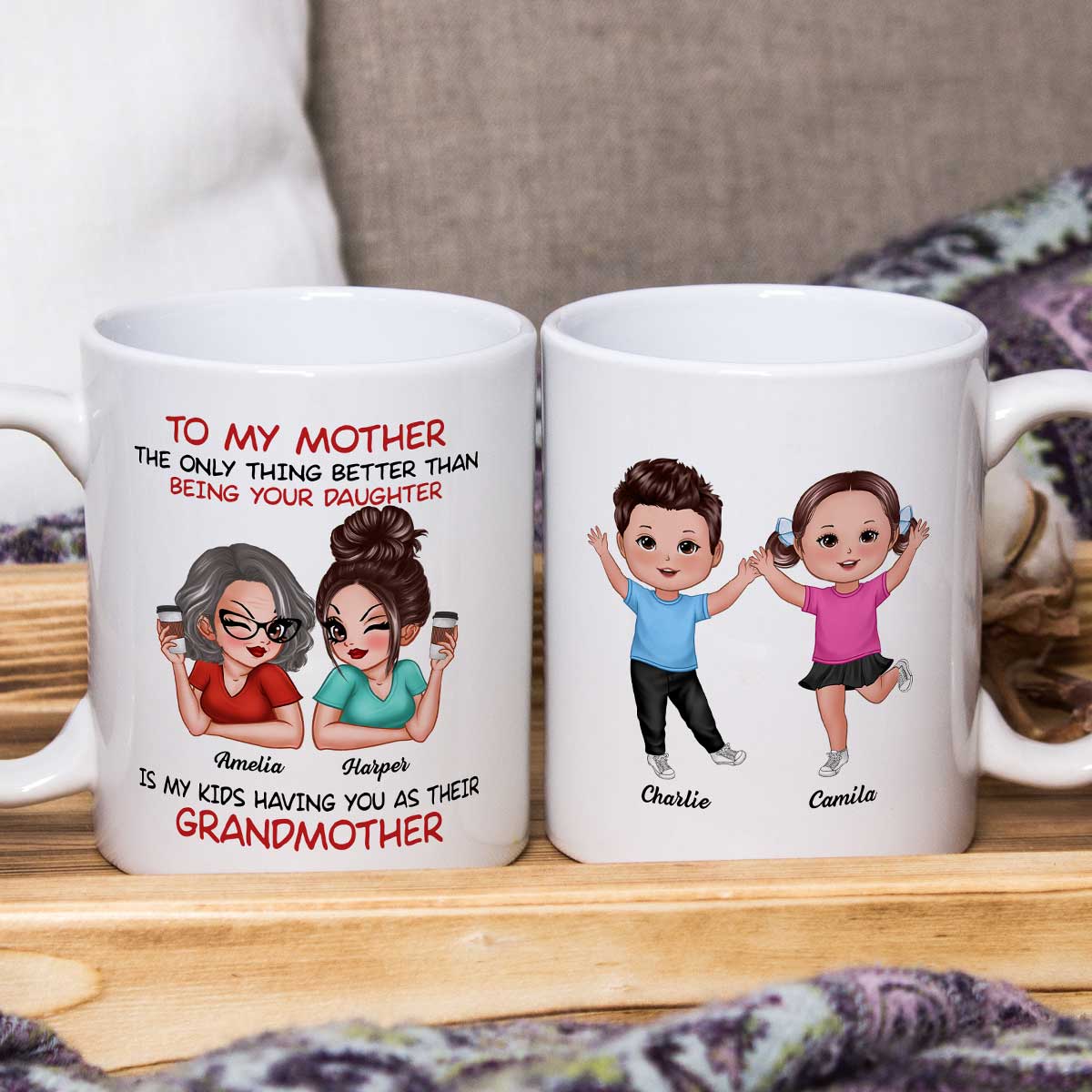 To My Mom Gift From Daughter My Kids Having You As Their Grandmother Personalized Mug