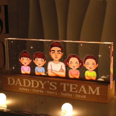 Daddy‘s Team Personalized Acrylic Block LED Night Light