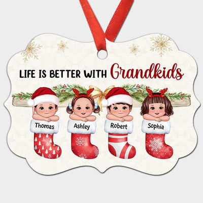 Life Is Better With Grandkids Cute Kid Laying Head On Arms Stocking Personalized Christmas Ornament