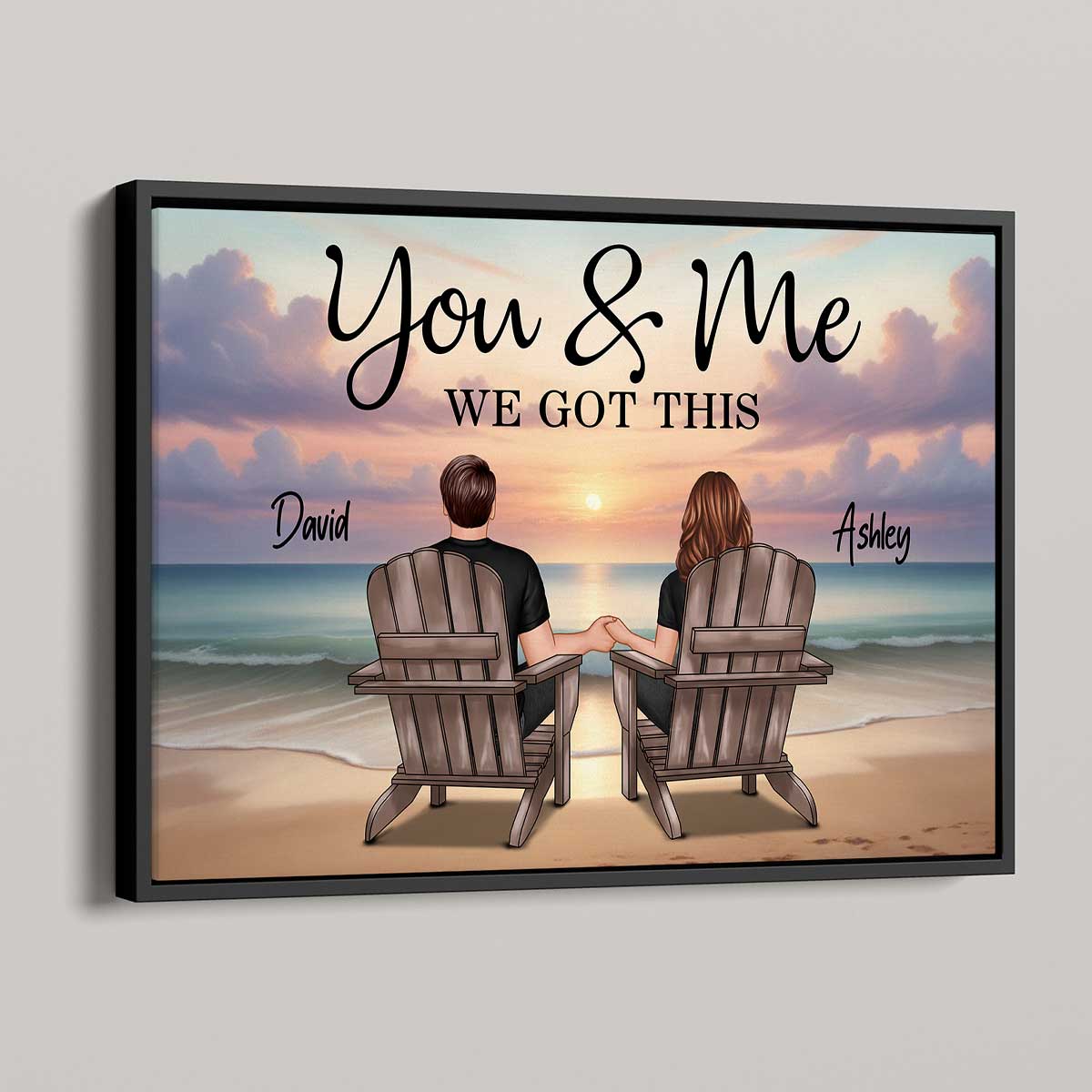 Eternal Sunset Personalized Beach Landscape Couple Poster, Anniversary Gift, Birthday Gift, Wedding Gift For Couple, For Him, For Her