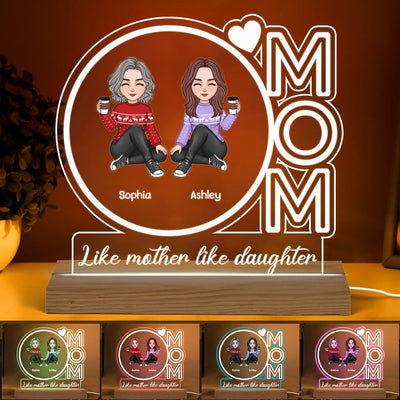 Mom We Love You Cute Doll Mother Daughter Son Personalized Custom Shaped Acrylic Plaque With LED Night Light