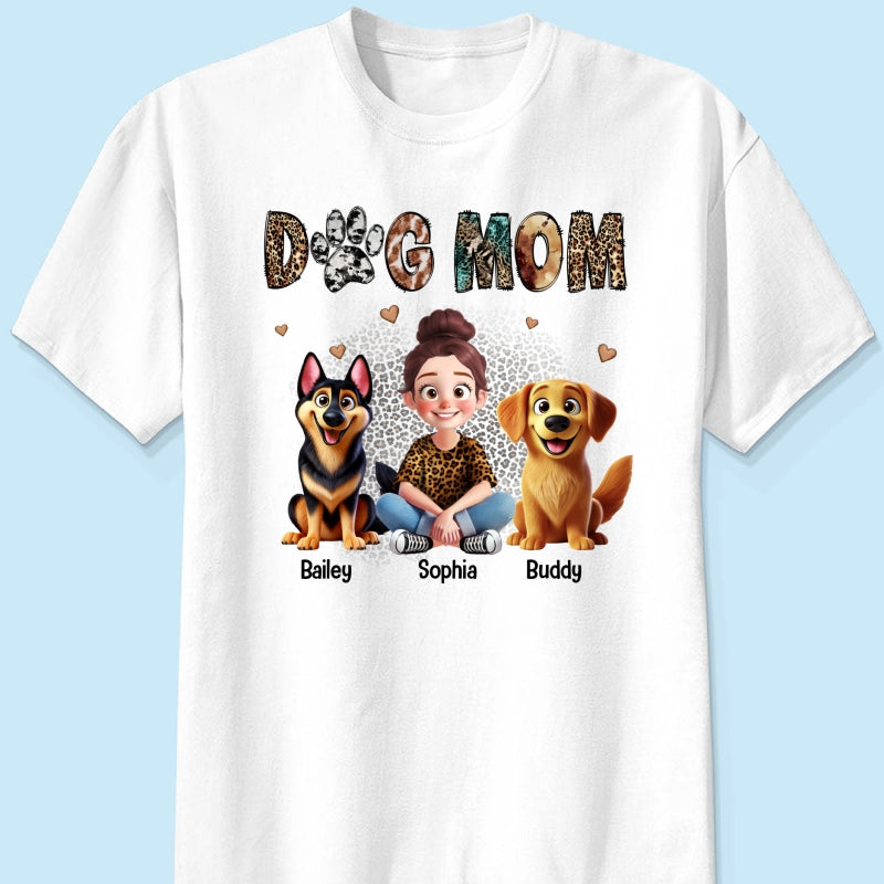 Animal Patterns Dog Mom Animation Cartoon Personalized Shirt, Gift For Dog Lovers