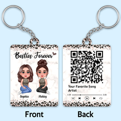 Leopard Pretty Doll Besties Favorite Song Scannable QR Code Personalized Acrylic Keychain