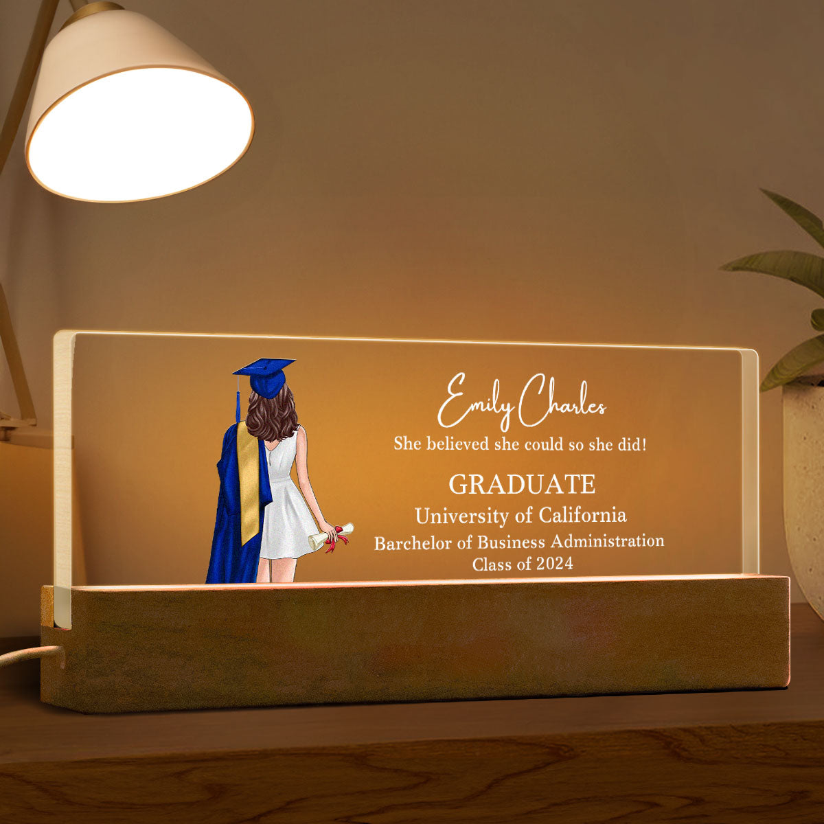 Class Of 2025 Senior Back View Graduation Gift For Daughter Personalized Acrylic LED Night Light