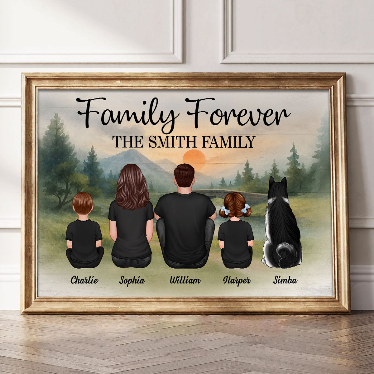Mountain Landscape Family Forever Personalized Poster, Gift For Family, Dad, Mom