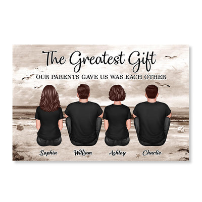 Brothers Sisters Siblings Retro Vintage Beach Landscape - Personalized Poster - Christmas Gift For Sisters, Brothers, Siblings