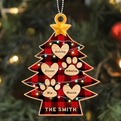 Christmas Tree Family Personalized Wooden Ornament