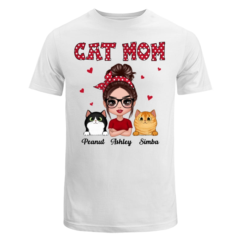 Polka Dot Pattern Doll Cat Mom Personalized Shirt