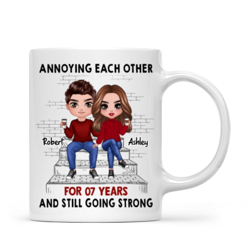 Doll Couple Sitting On Stair Personalized Mug
