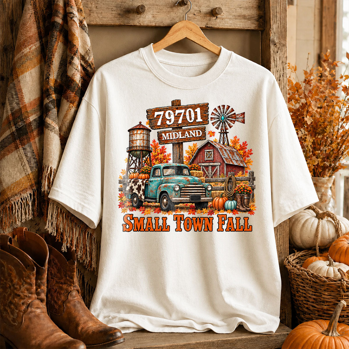 Small Town Fall Western Zip Code - Personalized Shirt