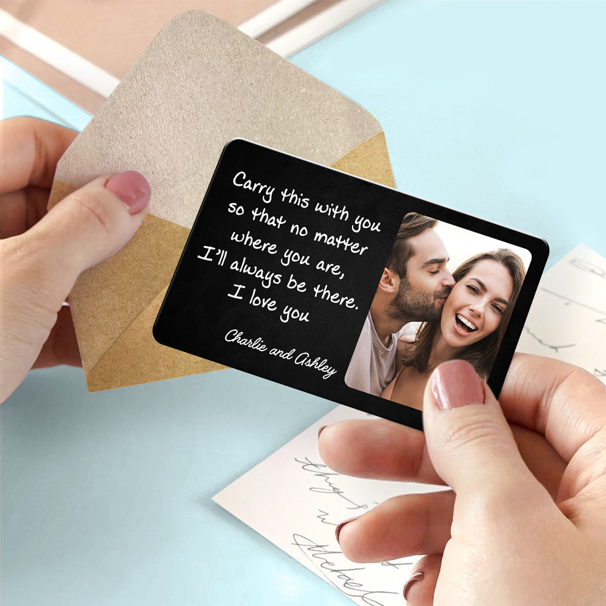 Carry This So I‘ll Always Be There Custom Photo Wallet Keepsake Personalized Metal Wallet Card