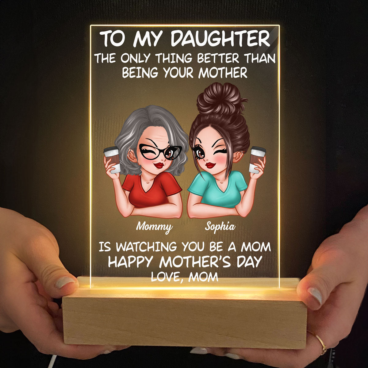 To My Daughter Happy Mother‘s Day Personalized Rectangle Acrylic LED Night Light