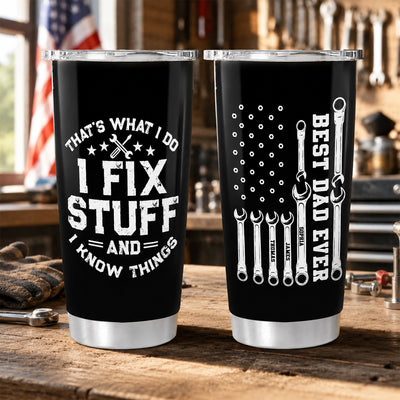 That's What I Do Mechanic Dad - Personalized Tumbler - Father's Day Gift For Dad, Grandpa