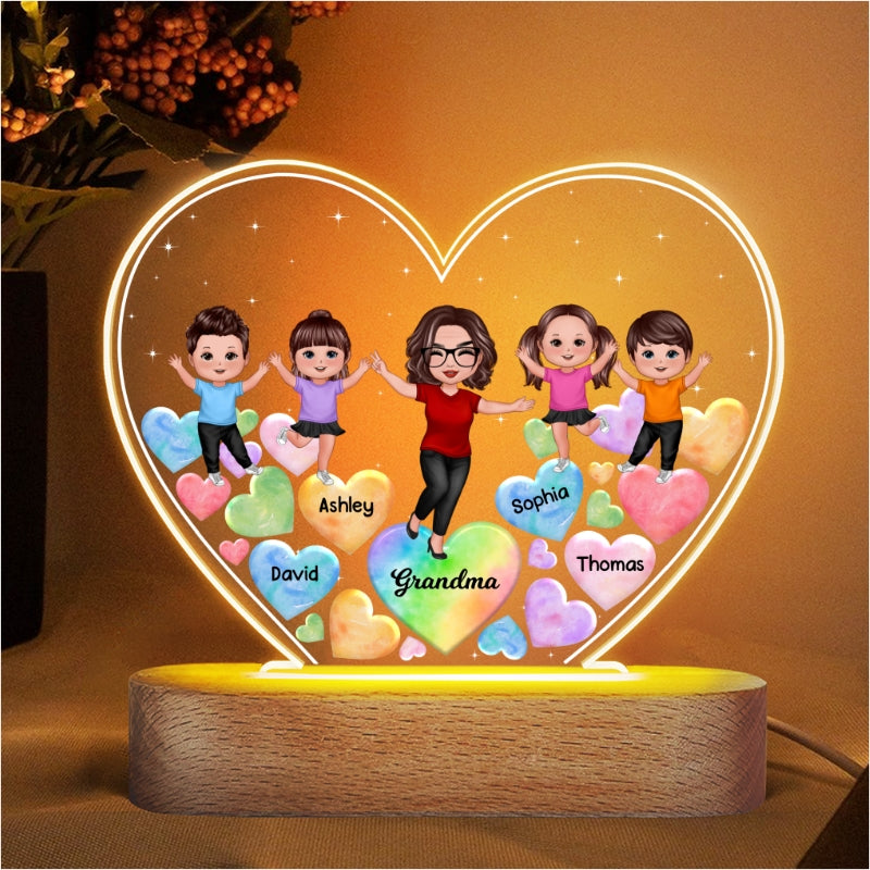 Happy Doll Grandma Mom Kids Hearts In Heart Personalized Heart Acrylic Plaque
