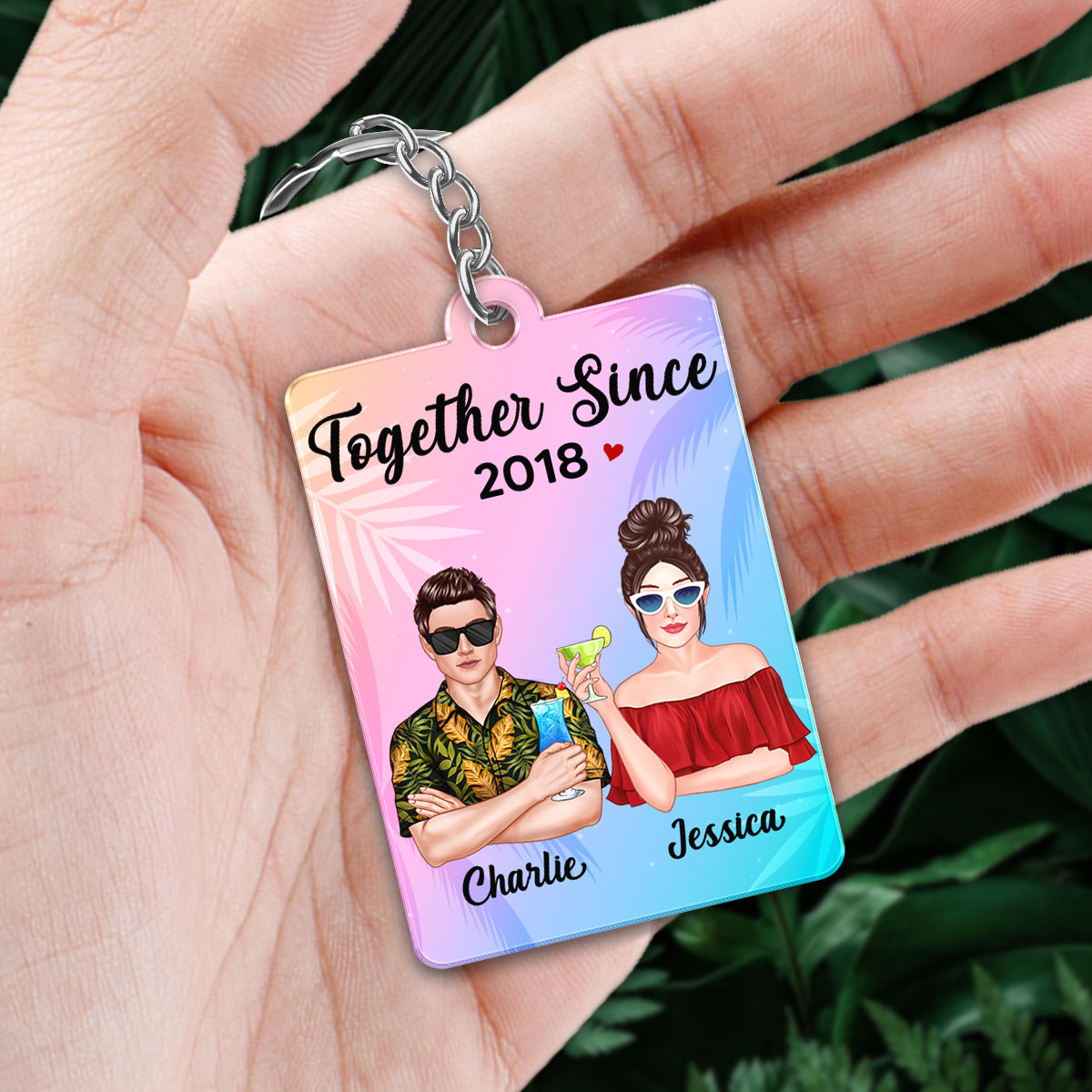 Couple Realistic Crossed Arms Summer Favorite Song Scannable QR Code Personalized Acrylic Keychain