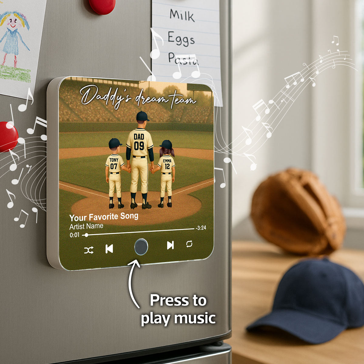 We Caught The Best Dad Man & Kids Standing Personalized Music Fridge Magnet