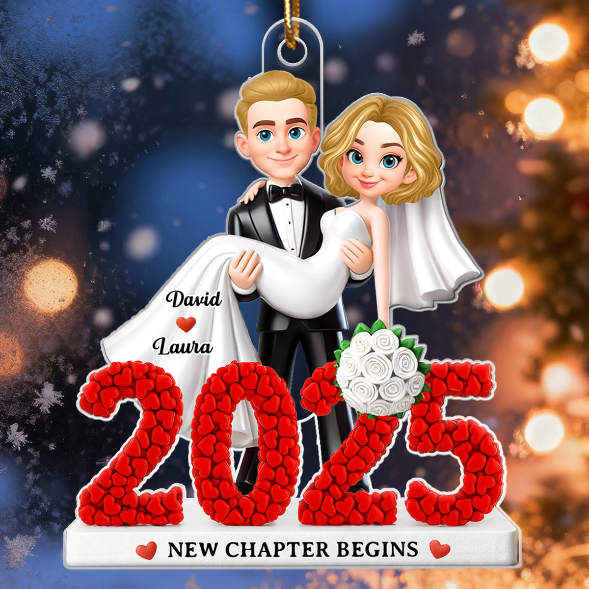 First Christmas Married 2025 - Personalized Acrylic Ornament - Christmas Gift for Newly Married Couple