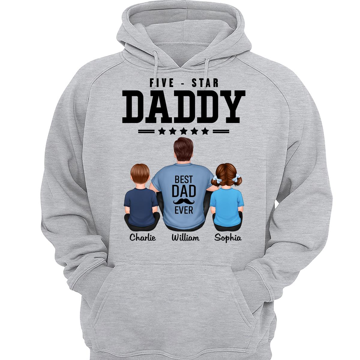 Five Star Dad Grandpa Back View Sitting Personalized Shirt
