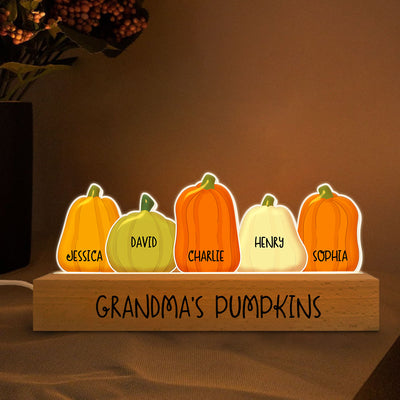 Grandma Pumpkins Personalized Acrylic Block LED Light, Gift For Mom, For Grandma