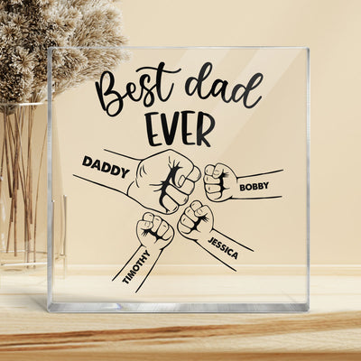Grandpa Daddy‘s Team Best Dad Ever Fist Bump Personalized Square Acrylic Plaque