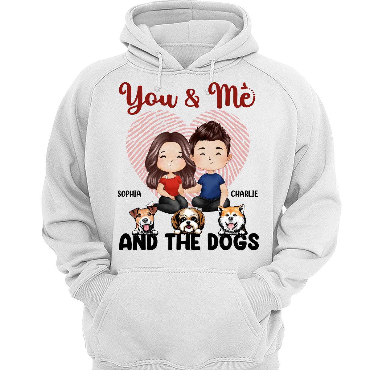Doll Man Woman Sitting Watercolor Style Couple And Dogs Personalized Shirt