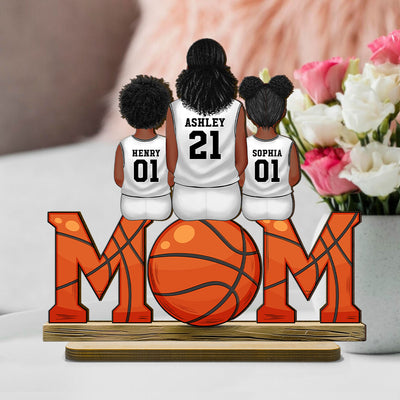 Basketball Mom And Kids - Personalized 2-Layered Wooden Plaque - Gift for Mom, Gift for Grandma, Gift for Wife