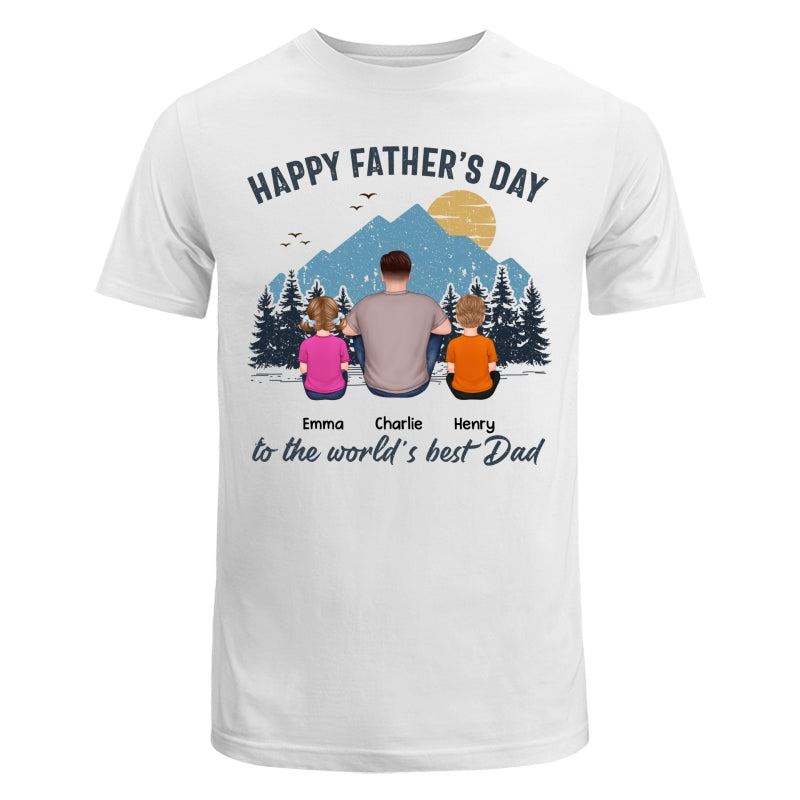 Best Dad Back View Retro Mountain Personalized Shirt