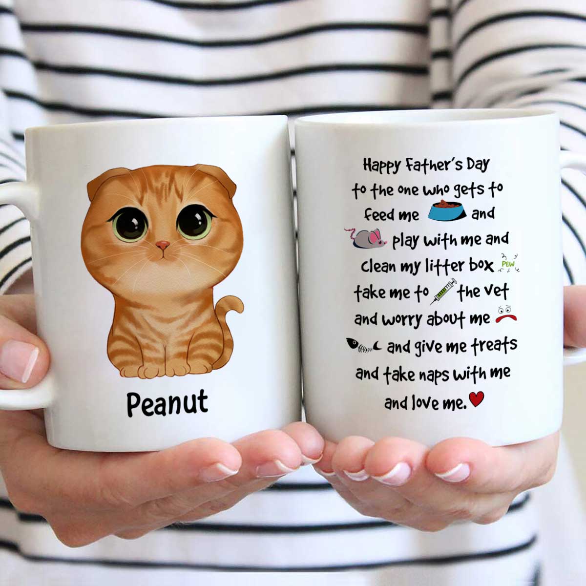 Watercolor Cute Cats Happy Father‘ Day Cat Things Personalized Mug