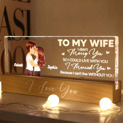Couple Kissing To My Wife To My Husband Personalized Acrylic Block LED Night Light