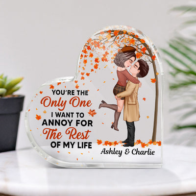 You‘re The Only One I Want To Annoy Couple Kissing Under Tree Personalized Heart Acrylic Plaque