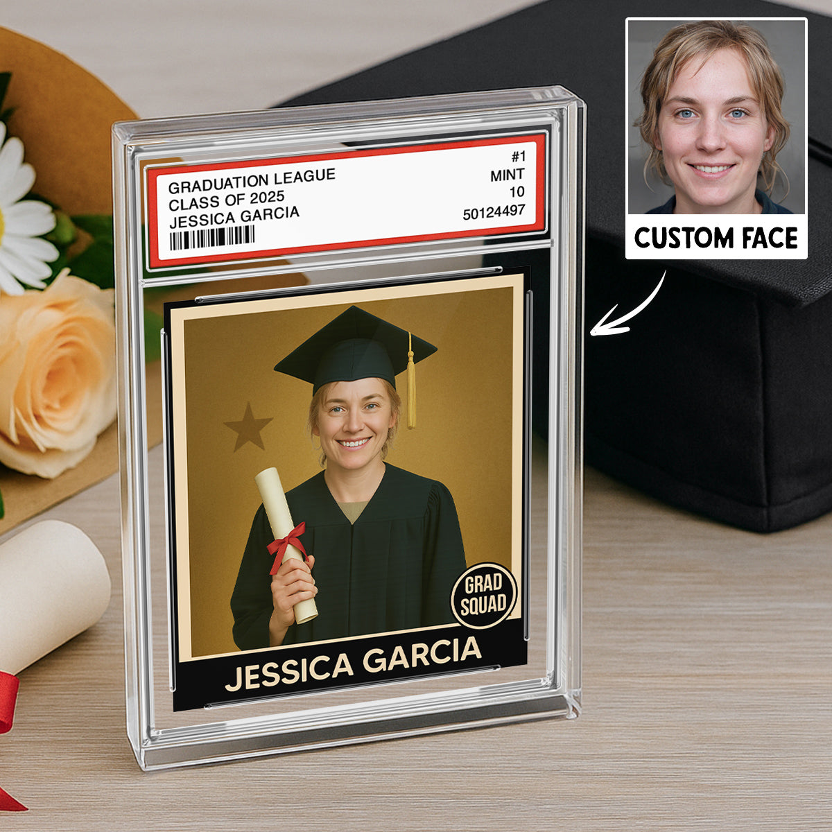 Graduation Gift Graduate Trading Card Style Personalized Acrylic Block Plaque, Unique Keepsake, Graduation Gift