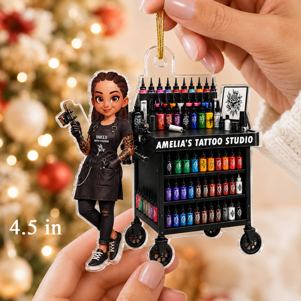 Tattoo Artist Ink Tattoo - Personalized Acrylic Ornament - Christmas Gift for Her