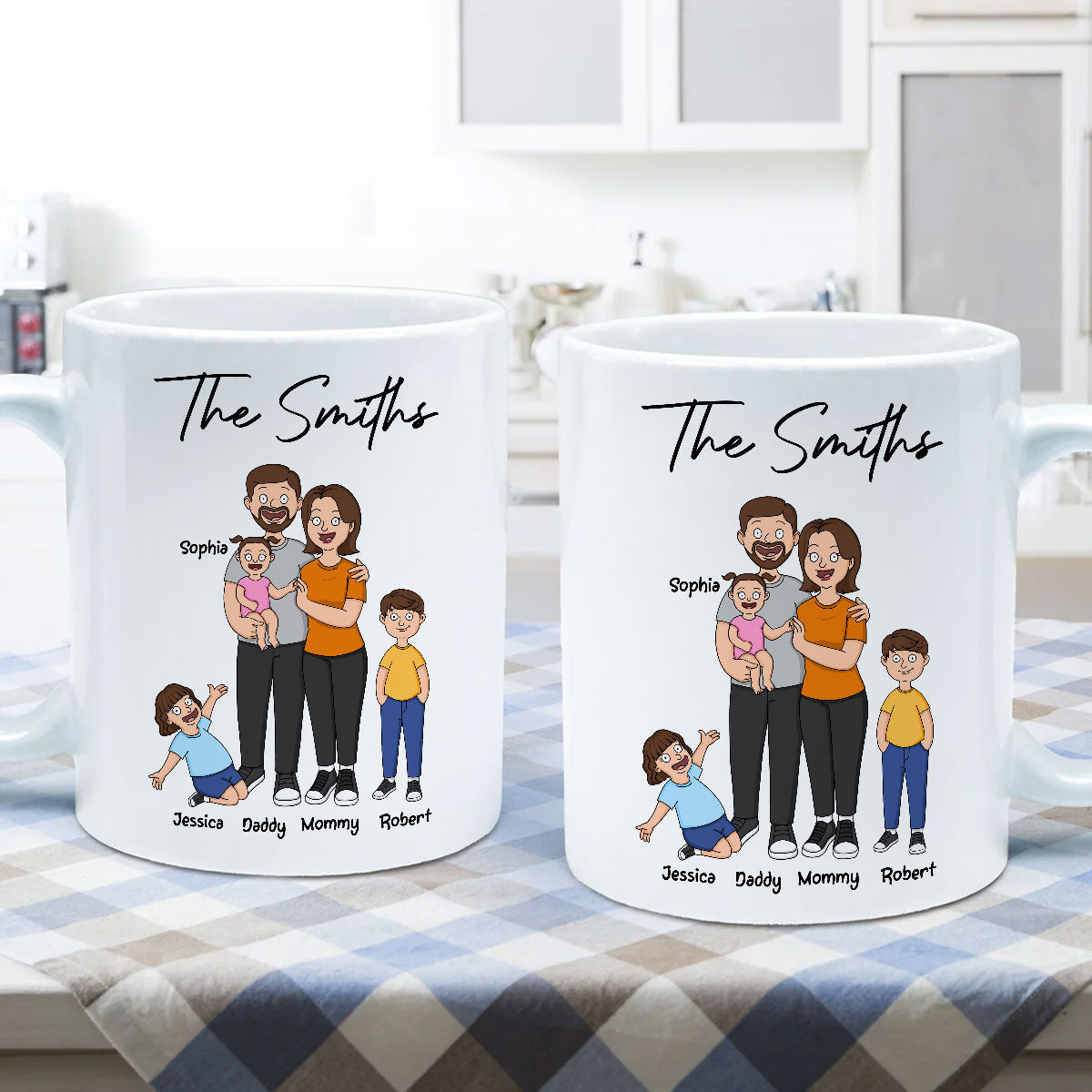 Funny Family Style Dad Mom And Kids Personalized Mug