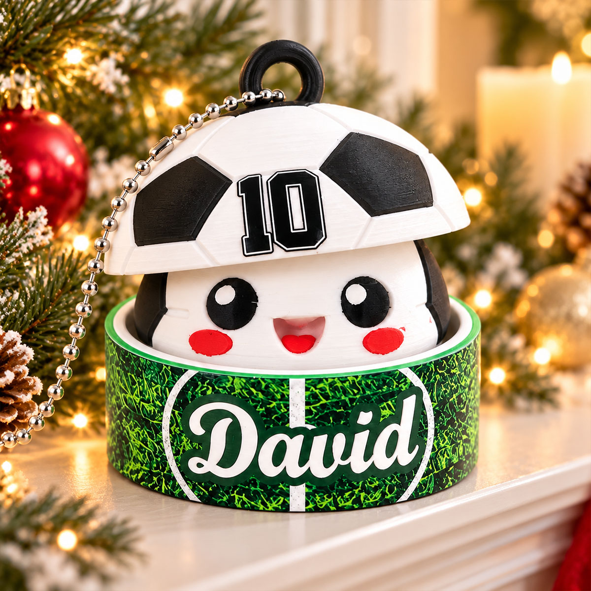 Custom Soccer Cute Dumpling - Personalized 3D Printed Soccer Figurine Ornament - Christmas Gift for Daughter, Son, Grandkids