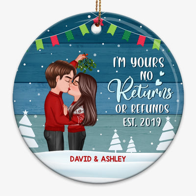 Blue Palette Doll Couple Kissing Personalized Circle Ornament
