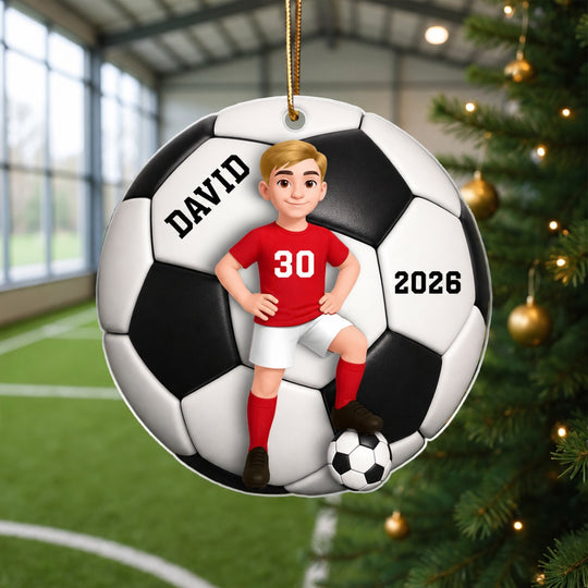 Soccer Girl Boy 3D Effect - Personalized Acrylic Ornament - Christmas Gift For Daughter, Gift For Son
