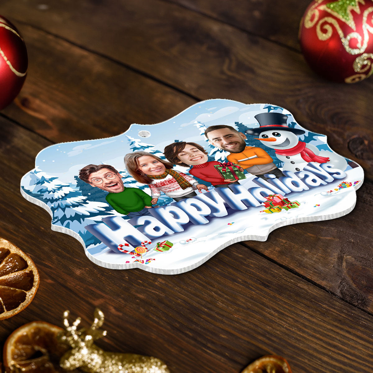 Happy Holiday Funny Family, Custom Photo Ornament, Personalized Family Photo Christmas Ornament, Family Keepsake