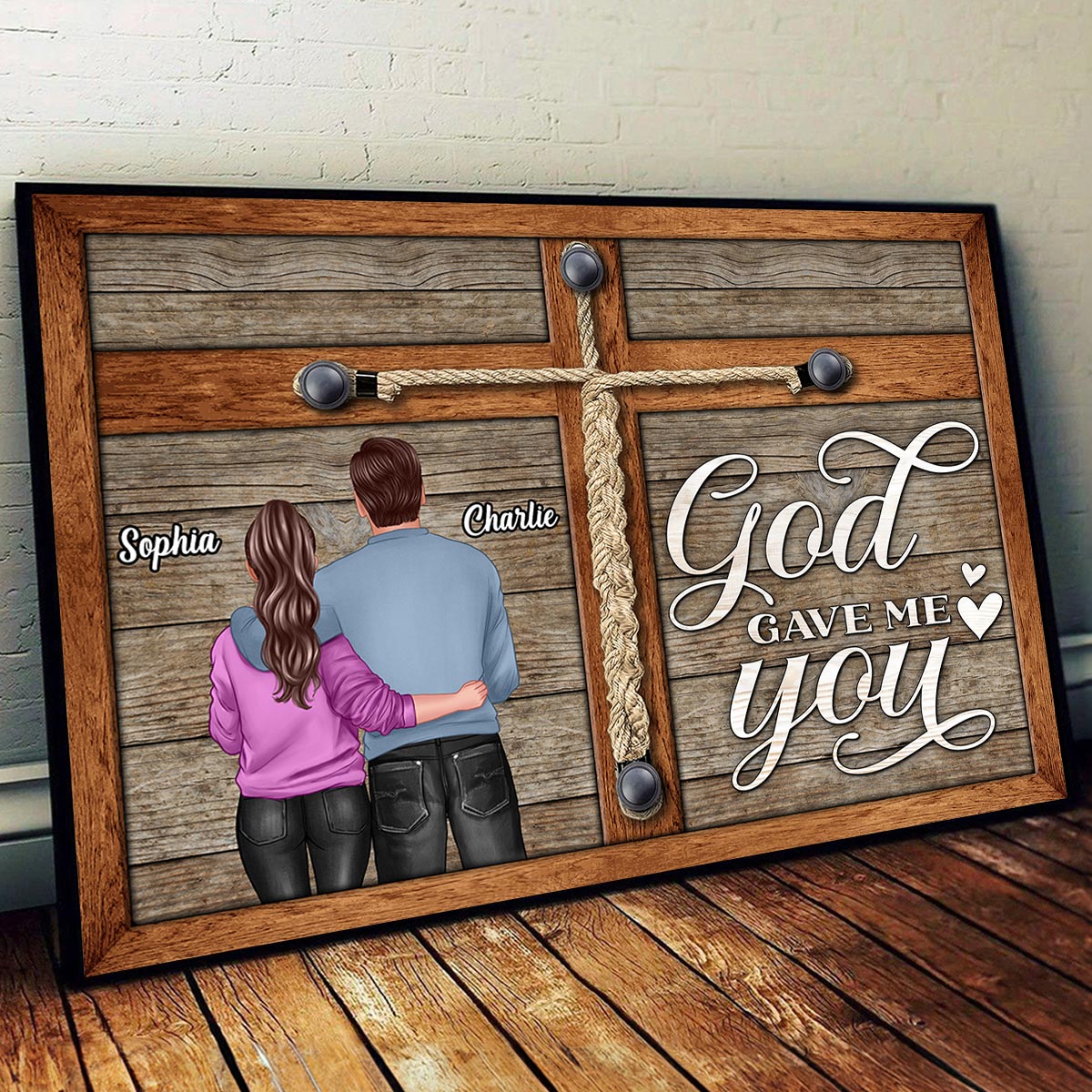 God Gave Me You Standing Back View Couple Personalized Poster