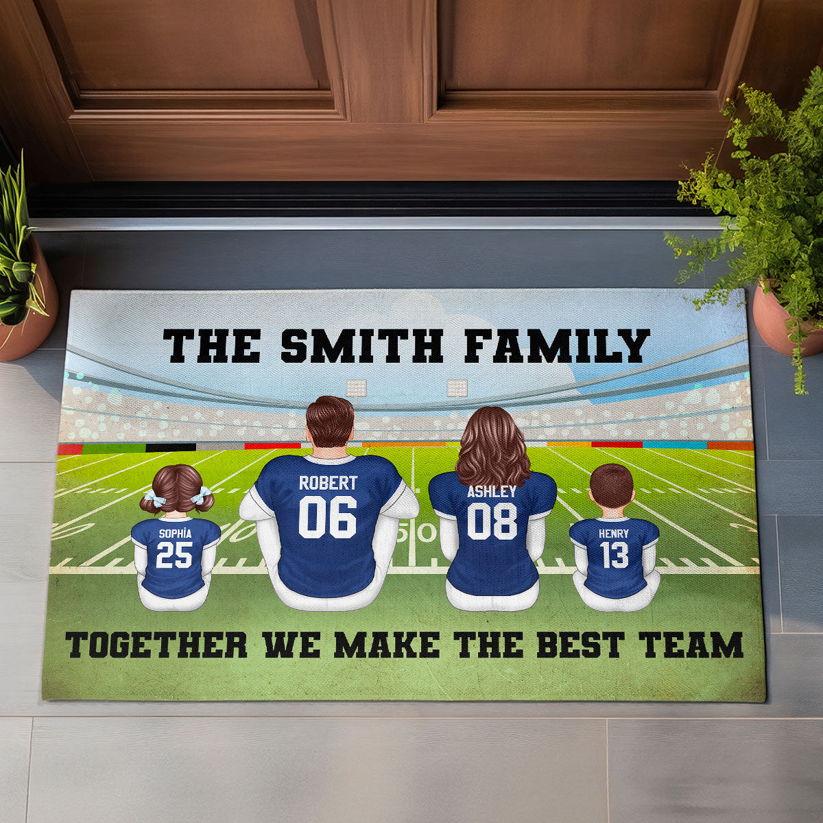 American Football Team Family Personalized Doormat